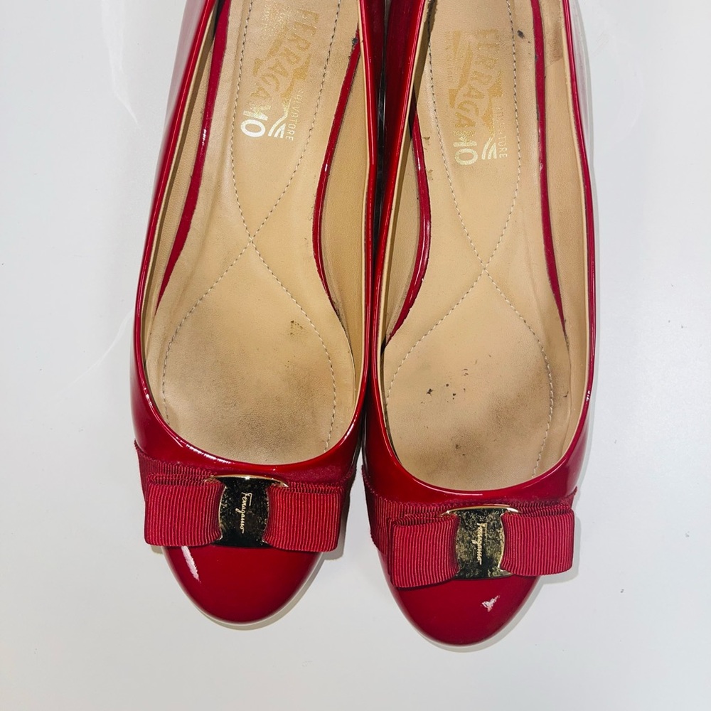 Red Salvatore Ferragamo Women Varina Ballet Flat Size 11 - Picture 5 of 6